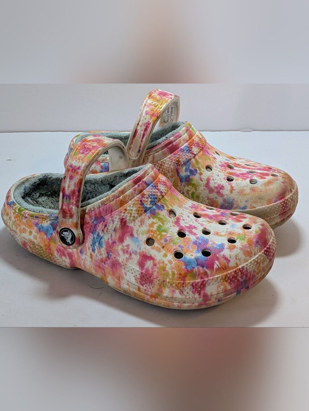 Crocs Classic Lined Tie-Dye Clogs  Multi Faux Fur Lined Women's Size 6